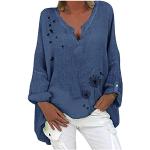 Oversize Langärmelige Tunika-Blusen mit Knopf aus Leinen für Damen Größe 4 XL Große Größen für den für den Sommer 