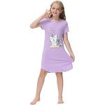 Lila Kurzärmelige Kindernachthemden & Kindernachtkleider aus Baumwollmischung für Mädchen für den für den Sommer 