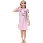 Rosa Kurzärmelige Kindernachthemden & Kindernachtkleider aus Baumwollmischung für Mädchen für den für den Sommer 
