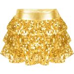 Goldene Mini Miniröcke für Kinder & kurze Kinderröcke mit Pailletten aus Satin Handwäsche für Mädchen Größe 158 