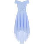 Himmelblaue Elegante Maxi Schulterfreie Kinderfestkleider aus Chiffon für Mädchen Größe 158 