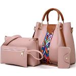 Rosa Handtaschen Sets mit Reißverschluss aus PU für Damen 
