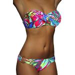 Neongrüne ALZORA Push Up Bikinis gepolstert für Damen Größe L 