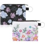 Bunte Blumenmuster Damenschlüsseletuis & Damenschlüsseltaschen mit Reißverschluss klein 