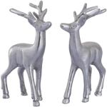 Silberne 20 cm Tierfiguren mit Hirsch-Motiv versilbert aus Aluminium 2-teilig 