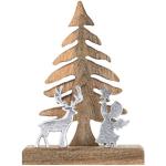 Silberne Engelfiguren mit Hirsch-Motiv aus Holz 