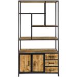 Schwarze Industrial Bücherregale matt aus Massivholz mit Schublade Breite 150-200cm, Höhe 150-200cm, Tiefe 0-50cm 