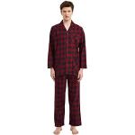 Reduzierte Schwarze Karo Pyjamas lang aus Flanell für Herren Größe L 2-teilig für den für den Winter 