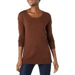Reduzierte Braune Langärmelige Amazon Essentials U-Ausschnitt Damensweatshirts aus Baumwollmischung Größe M 
