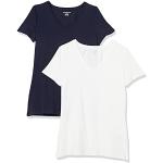 Reduzierte Marineblaue Kurzärmelige Amazon Essentials V-Ausschnitt T-Shirts für Damen Größe M 2-teilig 