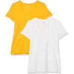 Goldgelbe Kurzärmelige Amazon Essentials U-Ausschnitt T-Shirts für Damen Größe XXL Große Größen 2-teilig 