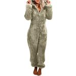 Leo-Look Elegante Langärmelige Pyjamas lang mit Reißverschluss aus Fleece mit Kapuze für Damen Größe 3 XL Weihnachten für den für den Winter 