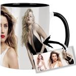 Amber Heard Tasse Innen & Henkel Schwarz Keramikbecher Mug