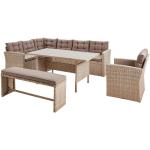 Braune Ambia Garden Rechteckige Dining Lounge Sets aus Polyrattan Breite 150-200cm, Höhe 200-250cm, Tiefe 200-250cm 5-teilig 