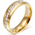 AMDXD Ring Damen Gold, Verlobungsringe mit Zirkonia Für Damen und Herren, Edelstahl, Hochglanz, Für Valentinstag Weihnachten Geschenk