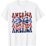 America Coquette Bow 4th of July Women Girls American Flag T-Shirt
