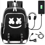 America DJ Marshmello Rucksack Luminous USB-Backpack Studenttasche-Schulrucksack