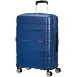 Marineblaue American Tourister Koffer mit Reißverschluss aus Stoff 