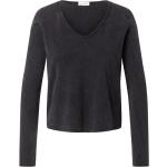 Schwarze Vintage Langärmelige V-Ausschnitt V-Shirts aus Jersey für Damen Größe S 