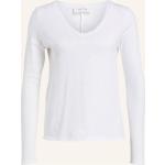 Weiße Vintage Langärmelige American Vintage V-Ausschnitt T-Shirts aus Baumwolle für Damen Größe S 