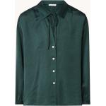 Grüne Unifarbene Vintage American Vintage Tunika-Blusen aus Satin für Damen Größe XS 