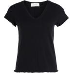 Schwarze Vintage American Vintage V-Ausschnitt T-Shirts aus Baumwolle für Damen Größe S 