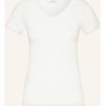 Weiße Vintage Kurzärmelige American Vintage V-Ausschnitt T-Shirts aus Baumwolle für Damen Größe M 