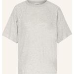 Hellgraue Melierte Vintage American Vintage T-Shirts aus Baumwolle für Damen Größe XS 