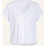 Weiße Vintage American Vintage V-Ausschnitt T-Shirts aus Baumwolle für Damen Größe S 