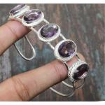 Violette Damenarmreifen aus Silber mit Amethyst handgemacht 