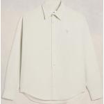Weiße Bestickte Langärmelige Ami Paris Nachhaltige Button Down Kragen Hemden mit Button-Down-Kragen aus Canvas für Herren Größe S 