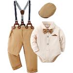 Beige Elegante Taufanzüge mit Knopf aus Baumwollmischung für Babys 4-teilig 
