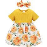 Reduzierte Gelbe Langärmelige Kinderkleider mit Ärmeln aus Baumwolle für Babys für den für den Sommer 