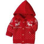 Reduzierte Rote Motiv Norweger Pullover für Kinder mit Hirsch-Motiv für Babys für den für den Herbst 