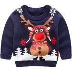 Dunkelblaue Kinderweihnachtspullover aus Baumwolle für Jungen für den für den Herbst 