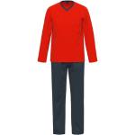 Rote Unifarbene Ammann Pyjamas lang aus Baumwolle für Herren Größe XL 