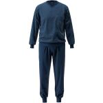 Dunkelblaue Gestreifte Bio Pyjamas lang aus Cord für Herren Größe XL 
