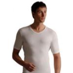Weiße Unifarbene Kurzärmelige Ammann Kurzarm-Unterhemden aus Baumwolle enganliegend für Herren Größe L 