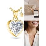 Reduzierte Goldene Elegante Goldketten mit Anhänger aus Silber mit Zirkonia mit Zertifikat für Damen zum Valentinstag 