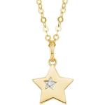 Goldene Sterne Amor Goldketten mit Anhänger aus Gold 14 Karat mit Zirkonia für Damen 