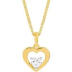 Reduzierte Silberne Motiv Elegante Amor Goldketten mit Anhänger glänzend aus Gold mit Zirkonia für Damen zum Valentinstag 