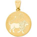 Goldene Amor Runde Löwe-Anhänger mit Löwen-Motiv glänzend aus Gelbgold personalisiert für Damen 