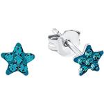 Reduzierte Silberne Sterne Amor Edelsteinohrringe glänzend aus Kristall mit Türkis für Damen 