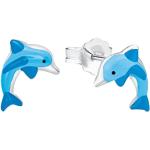 Reduzierte Silberne Amor Delfin Ohrringe aus Silber für Kinder 