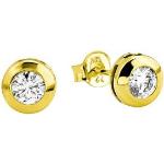 Goldene Amor Diamant Ohrringe aus Gold 14 Karat mit Zirkonia für Damen 2-teilig 