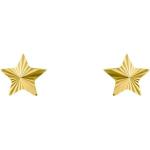 Goldene Sterne Amor Damenohrstecker mit Weihnachts-Motiv glänzend aus Gold 14 Karat 