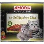 AMORA Cat Fleisch pur mit Geflügel & Käse | 6x200g