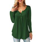 Grüne Business Langärmelige V-Ausschnitt T-Shirts für Damen Größe S 