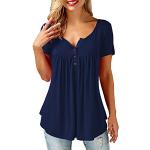 Reduzierte Marineblaue Business Kurzärmelige V-Ausschnitt T-Shirts für Damen Größe M für den für den Sommer 
