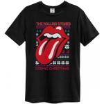Schwarze Kurzärmelige AMPLIFIED Rolling Stones Herrenbandshirts mit Weihnachts-Motiv aus Baumwolle Größe XS Weihnachten 